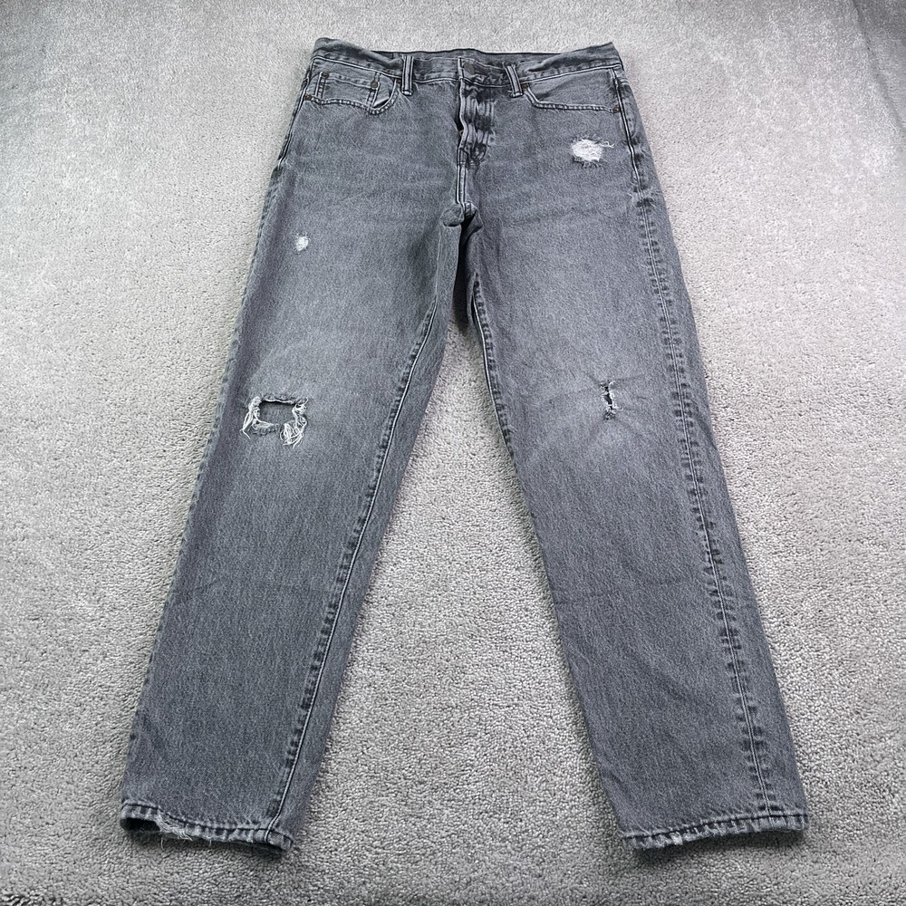 American Eagle Jeans Mens 32 (Fits 33x31) Grey Skater Tapered Distressed Denim